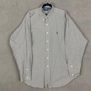 Ralph Lauren Men's XL Blake Two-Ply Cotton Small Check Button Down Long Sleeve